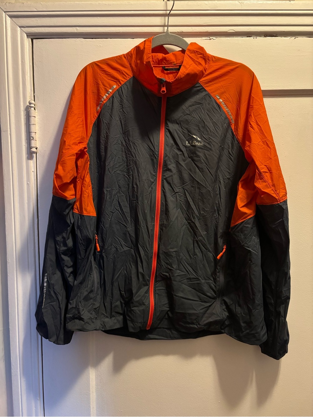 L.L. Bean Black and Orange Lightweight Windbreaker